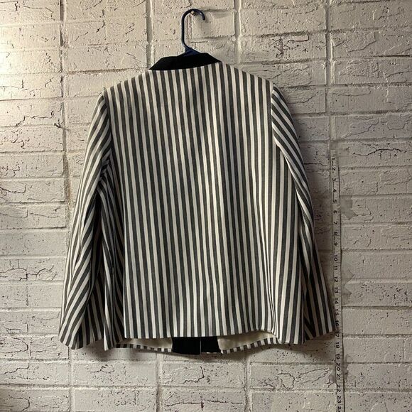 Vintage 90s Joseph Feldman Double Breasted Asymmetrical Striped Blazer 16.5 - Picture 6 of 10
